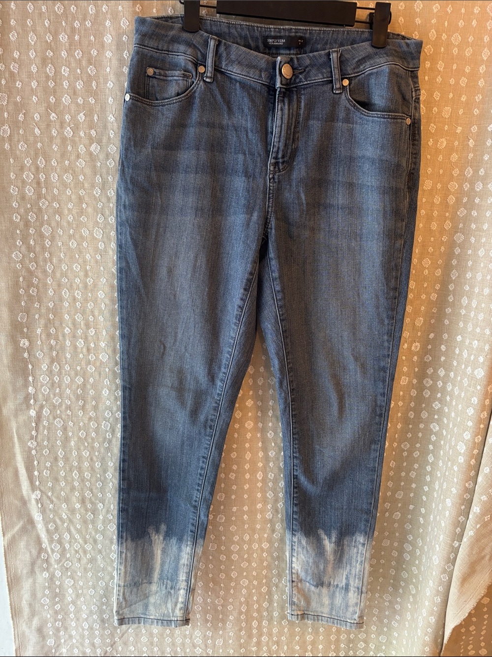 Simply Vera Vera Wang Medium Blue Skinny Jeans with Bleached Hem